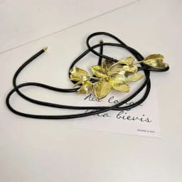 LANMREM Retro Gold Metal Flower Belt Women's Personality Outstanding Black Leather Rope Dress Decoration Waist Chain New 2DB1920