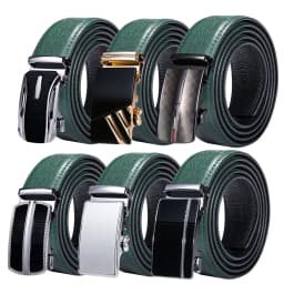 High Quality Green Faux Leather Belts For Men Metal Automatic Buckle Men's Belt Luxury Famous Brand Waist Strap DiBanGu