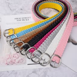 Fashion Women Braided Bright Colors Belts Ladies Waist Ornament No Holes All Matching