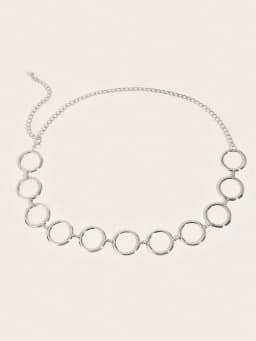 1 Plus Size Elegant and Sweet Style Women's Gold Chain Belt, Metal Hollowed-Out Ring Waist Chain,spring,summer,Dress Accessory