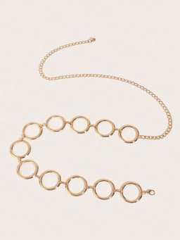 1 Plus Size Elegant and Sweet Style Women's Gold Chain Belt, Metal Hollowed-Out Ring Waist Chain,spring,summer,Dress Accessory