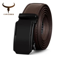 COWATHER High Quality Cow Genuine Leather Belts for Men New Arrival Automatic Buckle Male Strap Metal Buckle Cowhide Men Belt