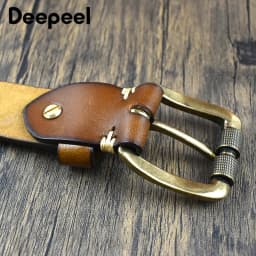Deepeel 3.8cm Wide New 105-125cm Male Retro Genuine Leather Belt Hollow Top Layer Cowhide Pin Buckle Belts Men's Jeans Waistband