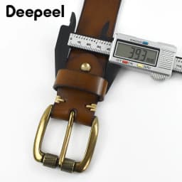 Deepeel 3.8cm Wide New 105-125cm Male Retro Genuine Leather Belt Hollow Top Layer Cowhide Pin Buckle Belts Men's Jeans Waistband