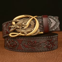 SupSindy Men Genuine Leather Belt Luxury Gold Crocodile Metal Automatic Buckle Cowhide Belts for Men Jeans Waistband Male Strap