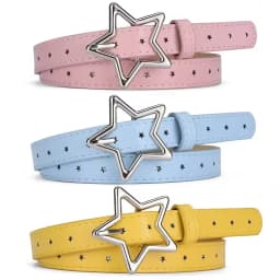 1.8x93cm Children Kids Adjustable Metal Snap PU Leather Belt Girls Boys Silver Buckle Belts Waistband Pants Decor Waist Belt