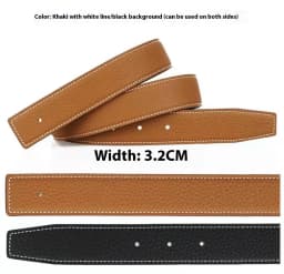 3.2/3.8cm Luxury Wide Belt Without Buckle Fashion Belts First Layer Genuine Cowhide Belt,Unisex,Double-sided,Two-color