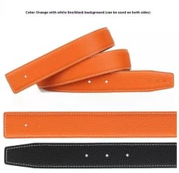 3.2/3.8cm Luxury Wide Belt Without Buckle Fashion Belts First Layer Genuine Cowhide Belt,Unisex,Double-sided,Two-color
