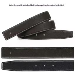 3.2/3.8cm Luxury Wide Belt Without Buckle Fashion Belts First Layer Genuine Cowhide Belt,Unisex,Double-sided,Two-color