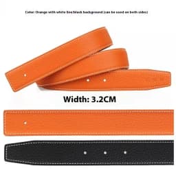 3.2/3.8cm Luxury Wide Belt Without Buckle Fashion Belts First Layer Genuine Cowhide Belt,Unisex,Double-sided,Two-color