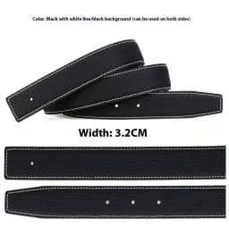 3.2/3.8cm Luxury Wide Belt Without Buckle Fashion Belts First Layer Genuine Cowhide Belt,Unisex,Double-sided,Two-color