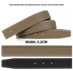 3.2/3.8cm Luxury Wide Belt Without Buckle Fashion Belts First Layer Genuine Cowhide Belt,Unisex,Double-sided,Two-color