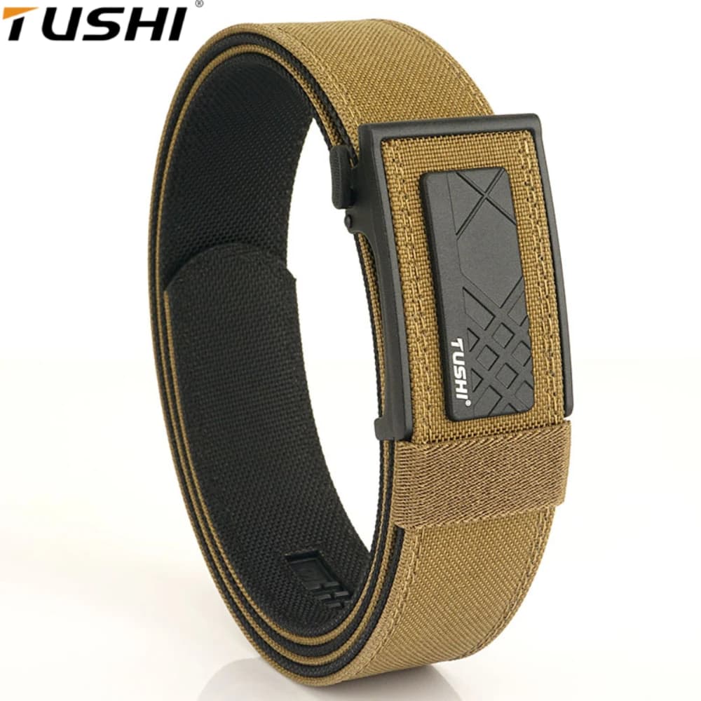 TUSHI Brand Double Layered Thickened Tactical Belt Men's Outdoor Nylon 3.8 Wide Automatic Buckle Belt Sports