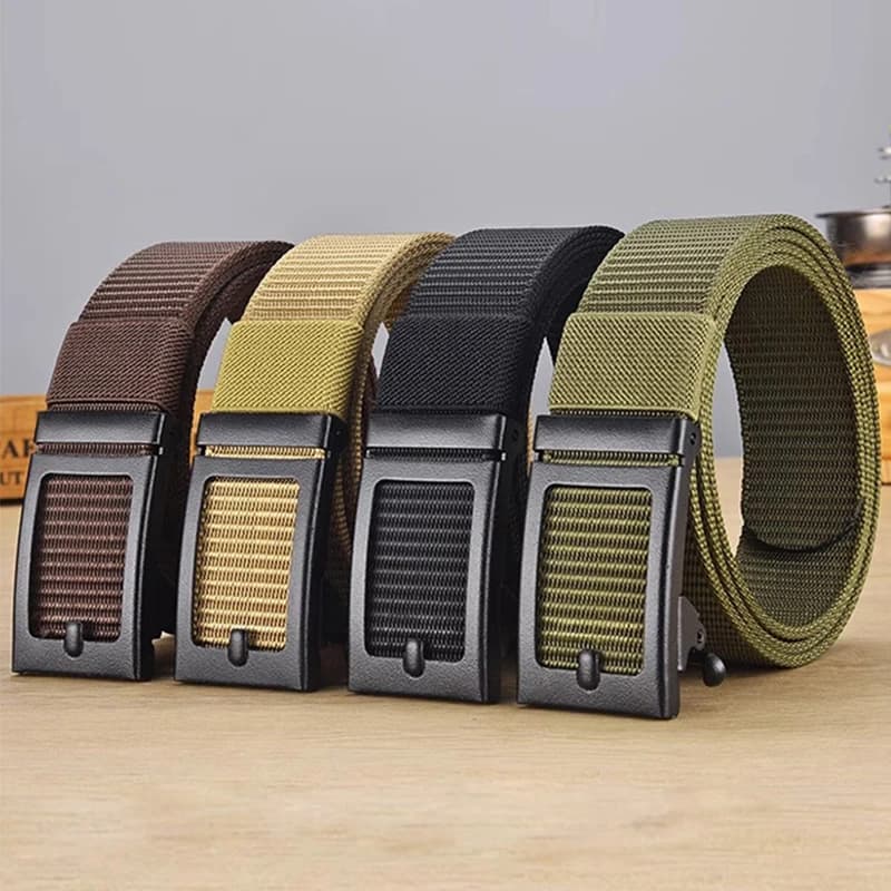 Men's Canvas Belt With Automatic Buckle Casual Breathable Jeans Belt Cratch Resistant And Wear-Resistant Outdoor Sports Belt