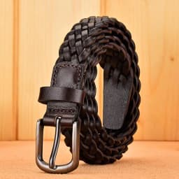 2023 Women Casual Luxury New Style Width 2.5cm Woven Belt Needle Buckle Real Leather Head Layer Cowhide Handmade Decorative