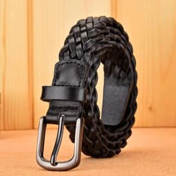 2023 Women Casual Luxury New Style Width 2.5cm Woven Belt Needle Buckle Real Leather Head Layer Cowhide Handmade Decorative