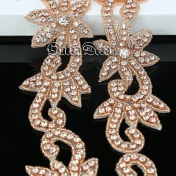 JLZXSY 1 Yard Crystal Trim, Rhinestone Applique, Hot Fix Iron on Bridal Crystal Applique (Rose Gold, Gold, Silver)