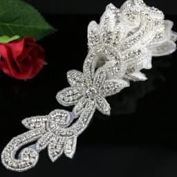 JLZXSY 1 Yard Crystal Trim, Rhinestone Applique, Hot Fix Iron on Bridal Crystal Applique (Rose Gold, Gold, Silver)
