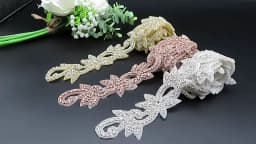 JLZXSY 1 Yard Crystal Trim, Rhinestone Applique, Hot Fix Iron on Bridal Crystal Applique (Rose Gold, Gold, Silver)