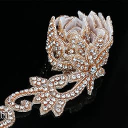 JLZXSY 1 Yard Crystal Trim, Rhinestone Applique, Hot Fix Iron on Bridal Crystal Applique (Rose Gold, Gold, Silver)