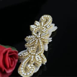 JLZXSY 1 Yard Crystal Trim, Rhinestone Applique, Hot Fix Iron on Bridal Crystal Applique (Rose Gold, Gold, Silver)