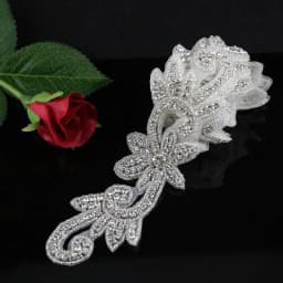 JLZXSY 1 Yard Crystal Trim, Rhinestone Applique, Hot Fix Iron on Bridal Crystal Applique (Rose Gold, Gold, Silver)