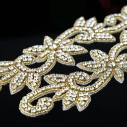 JLZXSY 1 Yard Crystal Trim, Rhinestone Applique, Hot Fix Iron on Bridal Crystal Applique (Rose Gold, Gold, Silver)