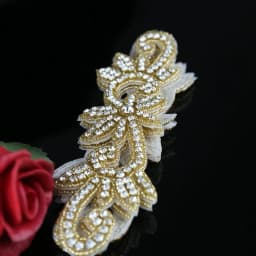 JLZXSY 1 Yard Crystal Trim, Rhinestone Applique, Hot Fix Iron on Bridal Crystal Applique (Rose Gold, Gold, Silver)