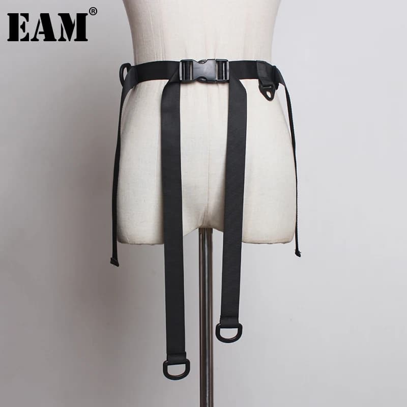 [EAM]  Canvas Plastic Buckle Bandage Simple Black Belt Personality Women New Fashion Tide All-match Spring Autumn 2026 JZ671