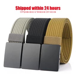 VATLTY New Men's Black Belt Hard Alloy Silver Buckle Tactical Military Belt Sturdy Nylon Jeans Waistband Girdles for Male