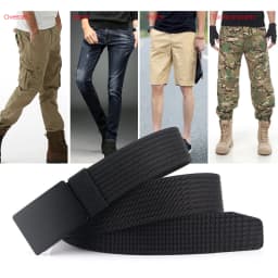 VATLTY New Men's Black Belt Hard Alloy Silver Buckle Tactical Military Belt Sturdy Nylon Jeans Waistband Girdles for Male