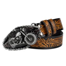Embossed Lerther Belt Cowboy Motorcycle Buckle Leisure Decoration