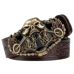 Embossed Lerther Belt Cowboy Motorcycle Buckle Leisure Decoration