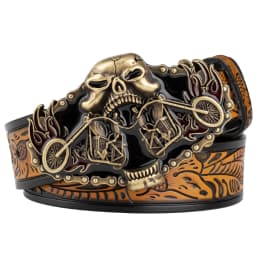 Embossed Lerther Belt Cowboy Motorcycle Buckle Leisure Decoration