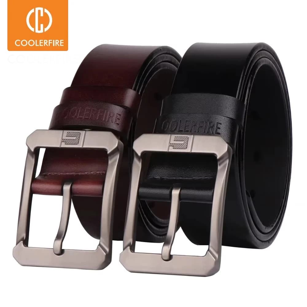 New Coolerfire Genuine Leather Belts for Men Brand Male Pin Buckle Jeans Mens Belt Luxury Designer High Quality Leather Belt