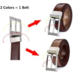 Men’s Reversible Leather Belt for Casual Golf Dress Pants Shirts, Double Style - 2 Sides