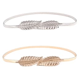 Women Metal Vintage Belt Leaf Fashion Stylish Golden/Silver Leaves Design Chains Lady Metal Elastic Chain Dress Waist Decoratio