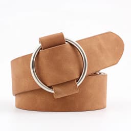 3x105cm Fashion Women Waistband for Jeans Pants Dresses Ladies Casual PU Leather Belt with O-Ring Silver Buckle