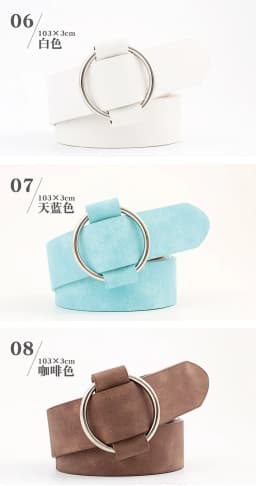 3x105cm Fashion Women Waistband for Jeans Pants Dresses Ladies Casual PU Leather Belt with O-Ring Silver Buckle