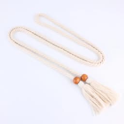 Retro Artistic Waistband Rope Belts For Women Woven Weaving Tassels Waist Strap Cotton Thread Long Knotted  Accessories