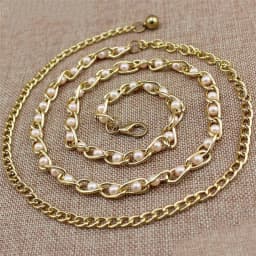 Women Fashion Imitation Pearl Waist Chain Female Olivet Thin Belts Women Waistband Strap Dress Accessories