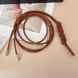 Fashion PU Leather Thin Belt Women's Knotted Waist Belt Dress Coat Shirt Decor Rope Waistband Simple Versatile Waist Rope Belt