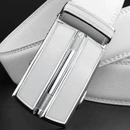 Elegant White Color Men Women Unisex Genuine Leather Belt Automatic Buckle Waist Straps for Jeans Famous Brand Luxury Designer