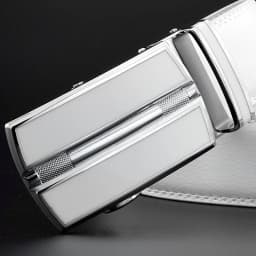 Elegant White Color Men Women Unisex Genuine Leather Belt Automatic Buckle Waist Straps for Jeans Famous Brand Luxury Designer
