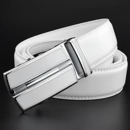Elegant White Color Men Women Unisex Genuine Leather Belt Automatic Buckle Waist Straps for Jeans Famous Brand Luxury Designer