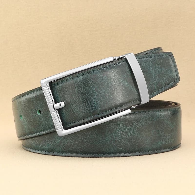 Designer Pin Buckle Gray Genuine Leather Men Belt Famous Brand Fashion Light Luxury Strap Casual Young Cowboy Ceinture Homme