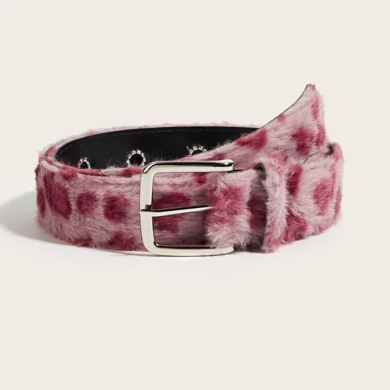 Winter Pink Plush Women's Belt Fashion Trend Y2k Girls Girdle Versatile Jeans Accessories Pu Pin Buckle Waistband hip hop belts