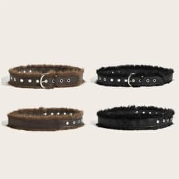 Vintage Faux Fur Waist Belt For Women Y2K Belt Retro All-Match Plush Waist Chain Autumn And Winter PU Leather Imitation Fur Belt