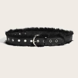 Vintage Faux Fur Waist Belt For Women Y2K Belt Retro All-Match Plush Waist Chain Autumn And Winter PU Leather Imitation Fur Belt
