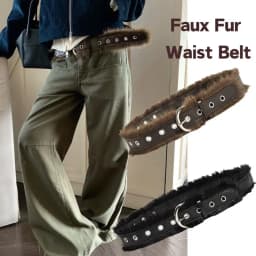Vintage Faux Fur Waist Belt For Women Y2K Belt Retro All-Match Plush Waist Chain Autumn And Winter PU Leather Imitation Fur Belt